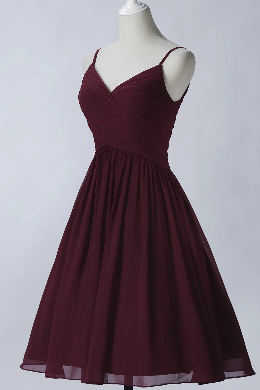 Spaghettiträger ärmelloses A-Linien Chiffon Kurzes Ballkleid Mit Taschen