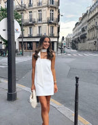 Vestido Branco Sem Alças para Mulheres Vestido Curto Branco para Baile de Finalistas Y1999