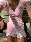 Hübsches Rosa Homecoming-Kleid Kurzes Rosa Partykleid Y2151
