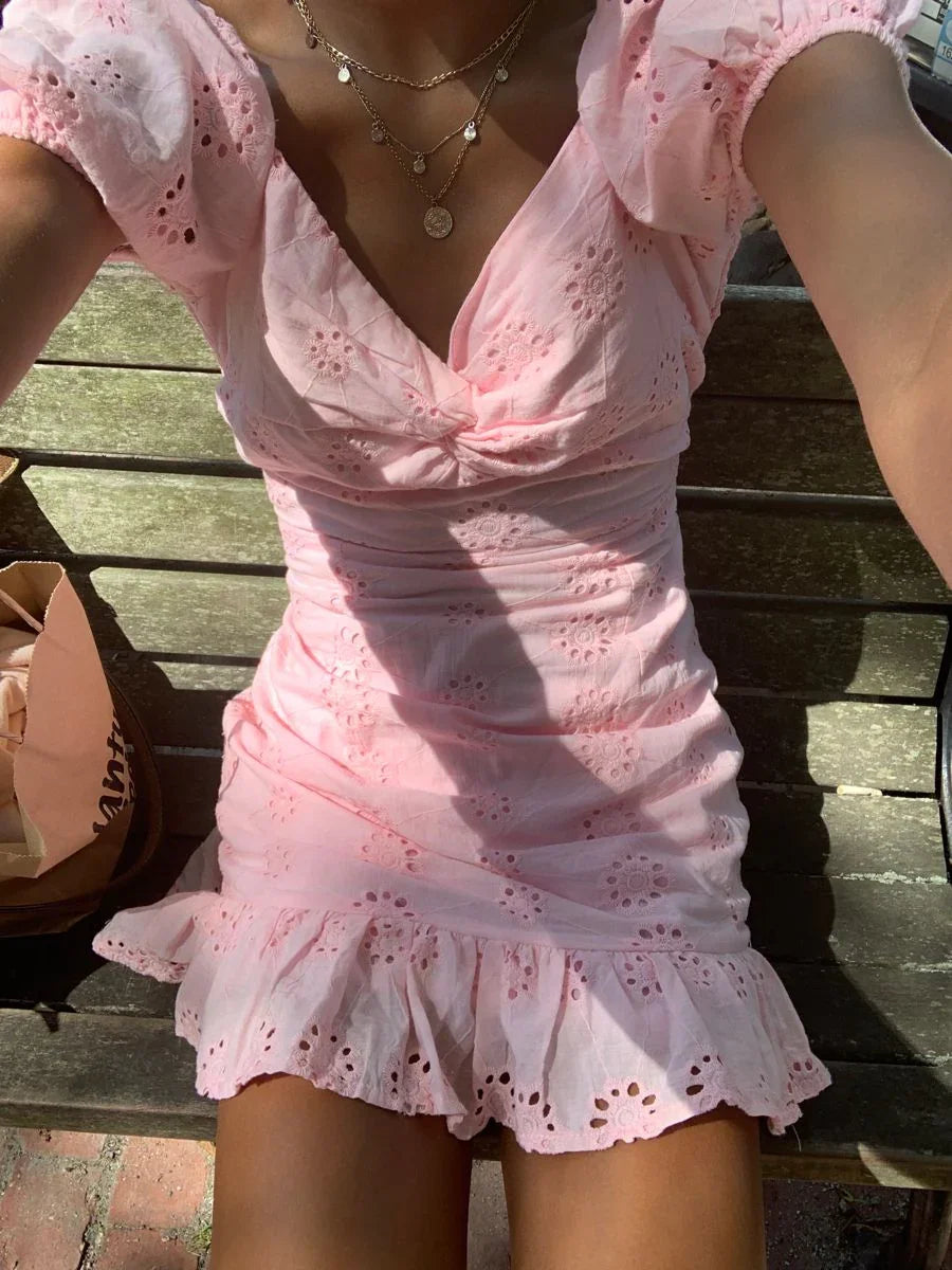 Hübsches Rosa Homecoming-Kleid Kurzes Rosa Partykleid Y2151