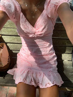Hübsches Rosa Homecoming-Kleid Kurzes Rosa Partykleid Y2151