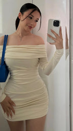 Sexy Trägerloser Bodycon-Kleider Homecoming-Kleid mit Langen Ärmeln Y2491