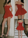 Vestidos de Fiesta para el Baile de Graduación en Línea A Rojos, Trajes de Cóctel Y6413