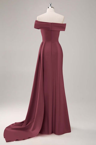 Lilac Sheath One Shoulder Long Formal Dress with Streamer