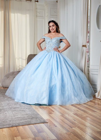 Vestido de baile com contas e ombros à mostra por Calla KY71246