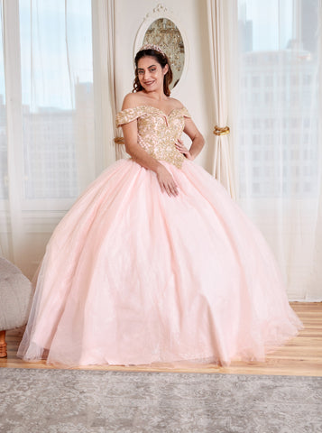 Vestido de baile com contas e ombros à mostra por Calla KY71246