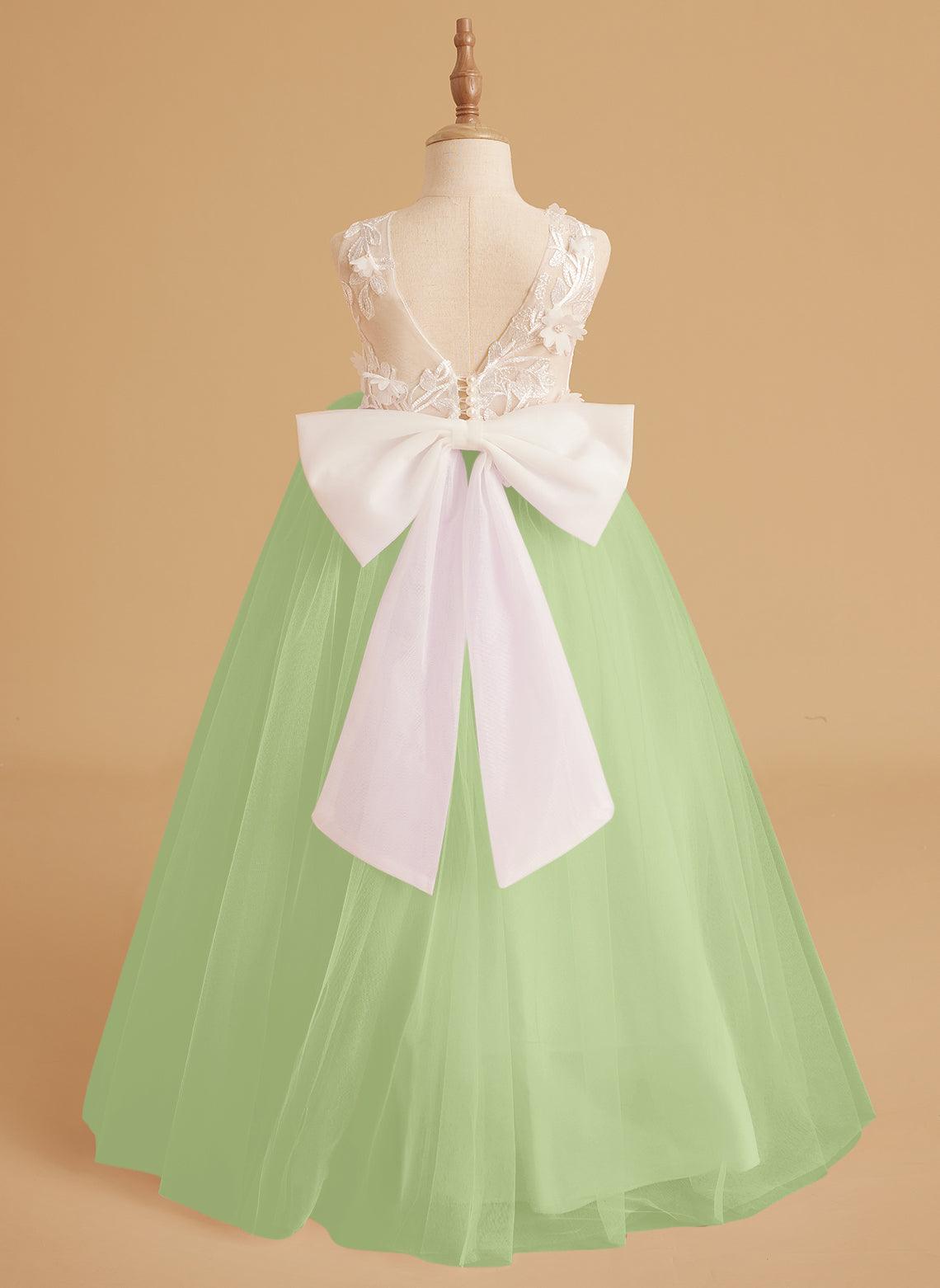 Dream Princess Sleeveless Detachable Train Flower Girl Dress