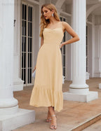 Numbersea Spaghetti-Träger Chiffon Brautjungfernkleid Knöchellänge Formell A-Linie Cocktail Party Homecoming-Kleid für Juniorinnen SEA28028
