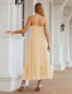 Numbersea Spaghetti-Träger Chiffon Brautjungfernkleid Knöchellänge Formell A-Linie Cocktail Party Homecoming-Kleid für Juniorinnen SEA28028