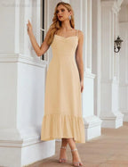 Numbersea Spaghetti-Träger Chiffon Brautjungfernkleid Knöchellänge Formell A-Linie Cocktail Party Homecoming-Kleid für Juniorinnen SEA28028