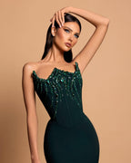 Charming Satin Column Strapless Sleeveless Rhinestone Long Prom Dress
