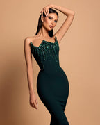 Charming Satin Column Strapless Sleeveless Rhinestone Long Prom Dress