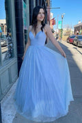 Schickes A-Linie Spaghettiträger Langes Ballkleid Abendkleid PSK221