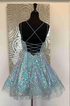 Vestido de Baile de Graduación con Lentejuelas Rosado Fuerte y Lindo SYH24