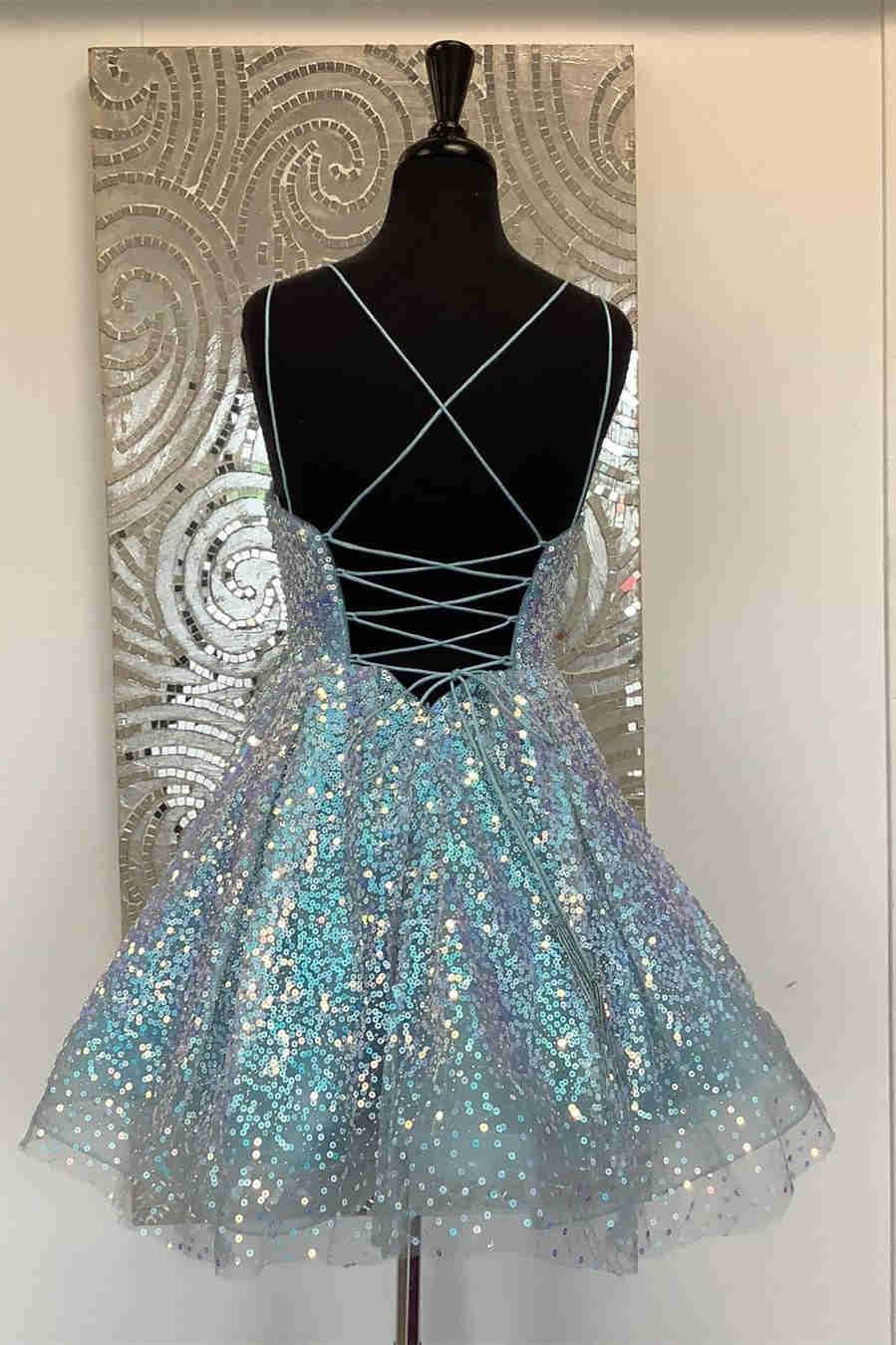 Vestido de Baile de Graduación con Lentejuelas Rosado Fuerte y Lindo SYH24