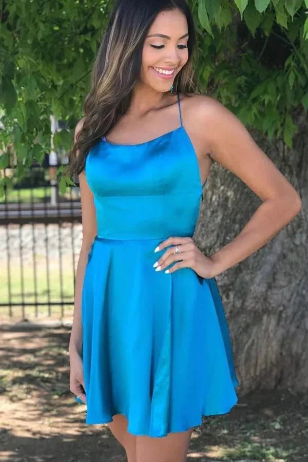 Homecoming-Kleid mit Trägerbändern Kurzes Abendkleid SYH7