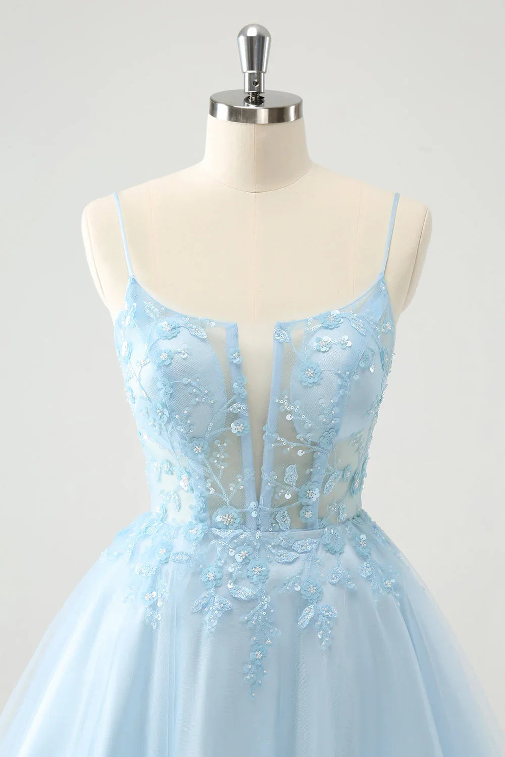 Niedliches Blush A-Linien Träger Korsett Kurzes Homecoming Kleid mit Applikationen