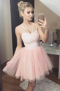 Abito da Ballo Corto in Tulle Carino e Romantico Rosa per il Homecoming PD445