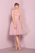 Niedliches V-Ausschnitt Knielanges Rosa Homecoming-Kleid Kurzes Ballkleid PG151