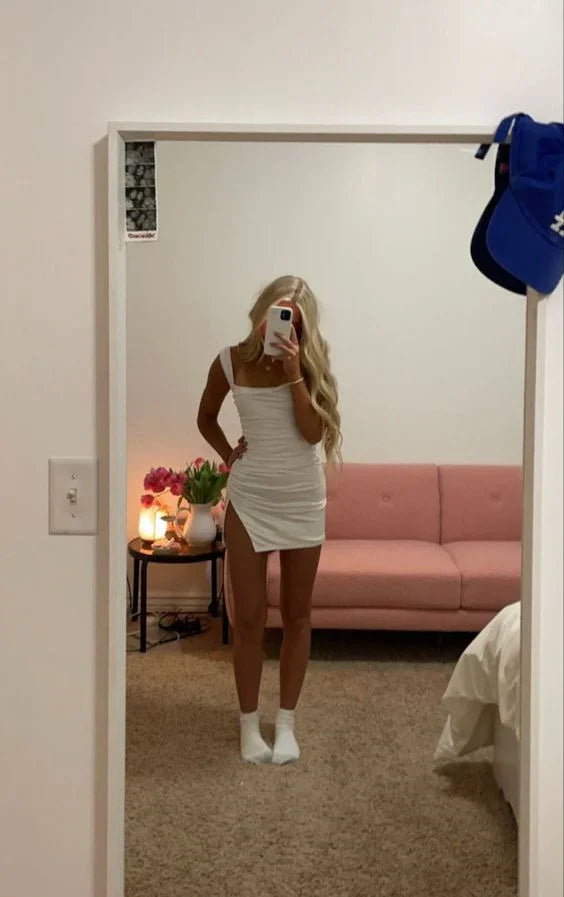 Vestido Blanco Corto para el Baile de Bienvenida Vestido Blanco para Fiesta Y1992