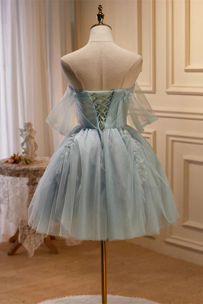 Staubiger Salbei Trägerloser Perlenbesetzter Plissierter Homecoming-Kleid Y2713