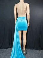 enge blaue Mini-Heimkehrkleid Partykleid Y72