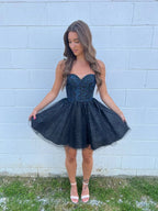 Glitzer-A-Linie Homecoming-Kleid Zurück-zur-Schule-Kleid Y2835
