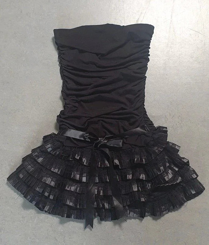 Schwarzes trägerloses Homecoming-Kleid Schwarzes Partykleid Cocktailkleid Y2360