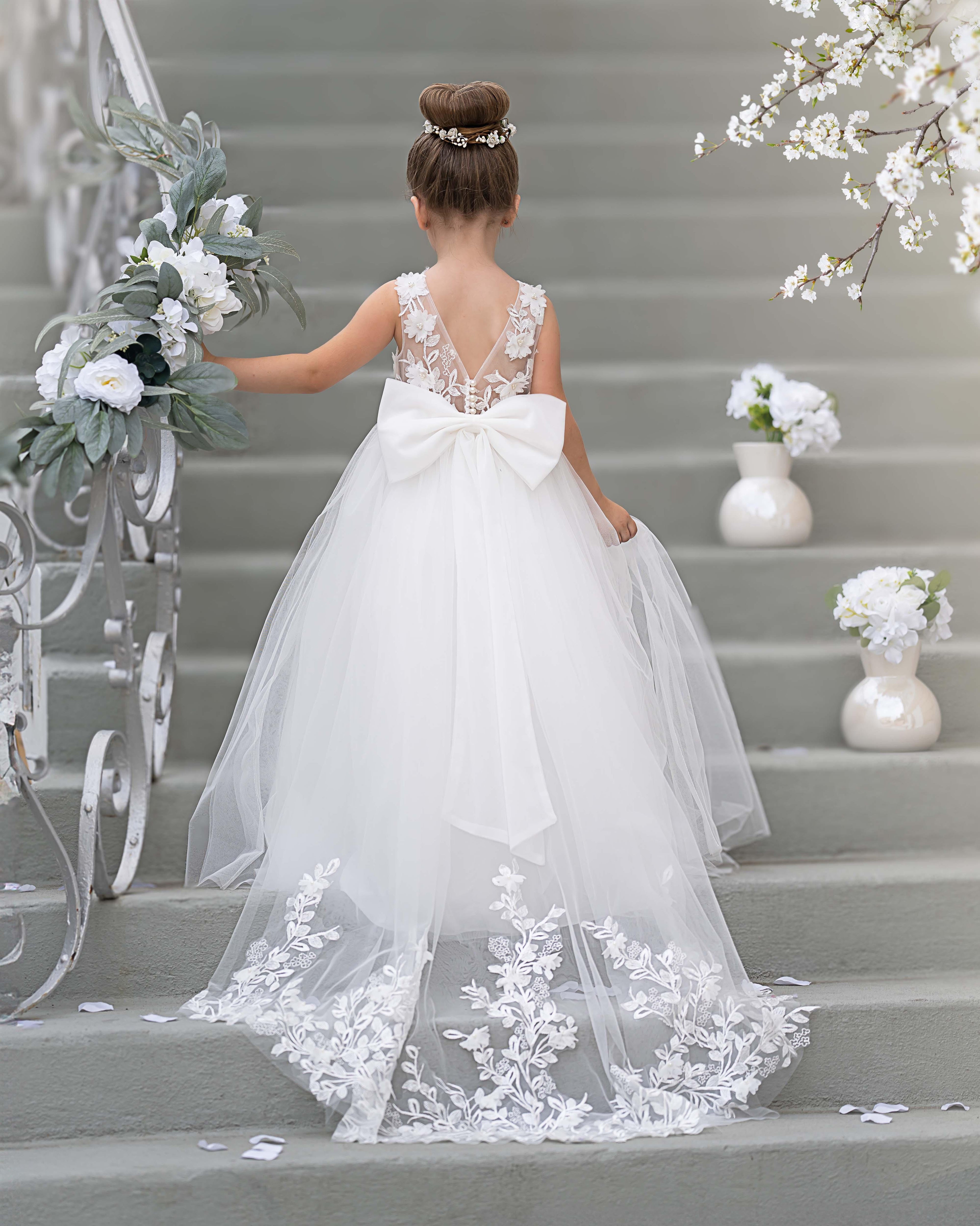 Dream Princess Sleeveless Lace and Tulle with Beading Flower Girl Dress - view 1
