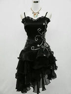 Reizvolles schwarzes Chiffon-Cocktailkleid mit Perlenbesatz für den Homecoming-Abend Y7729