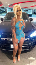 Vestido Sin Mangas Azul Sensual para el Baile de Bienvenida, Atuendo para el 22.º Cumpleaños, Vestido para Niñas Negras Y2239