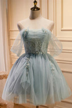 Staubiger Salbei Trägerloser Perlenbesetzter Plissierter Homecoming-Kleid Y2713
