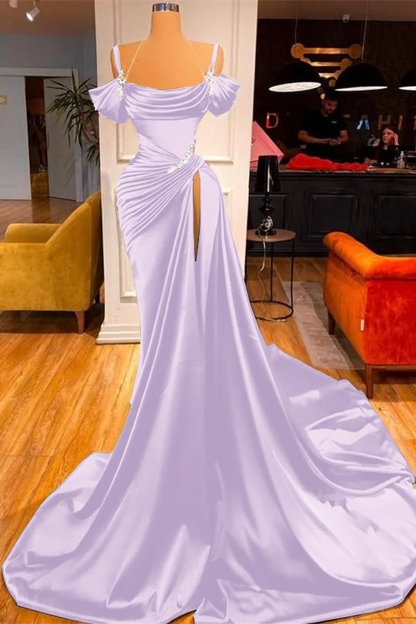 Dark Green Long Off-the-Shoulder Mermaid Prom Dress with Slit