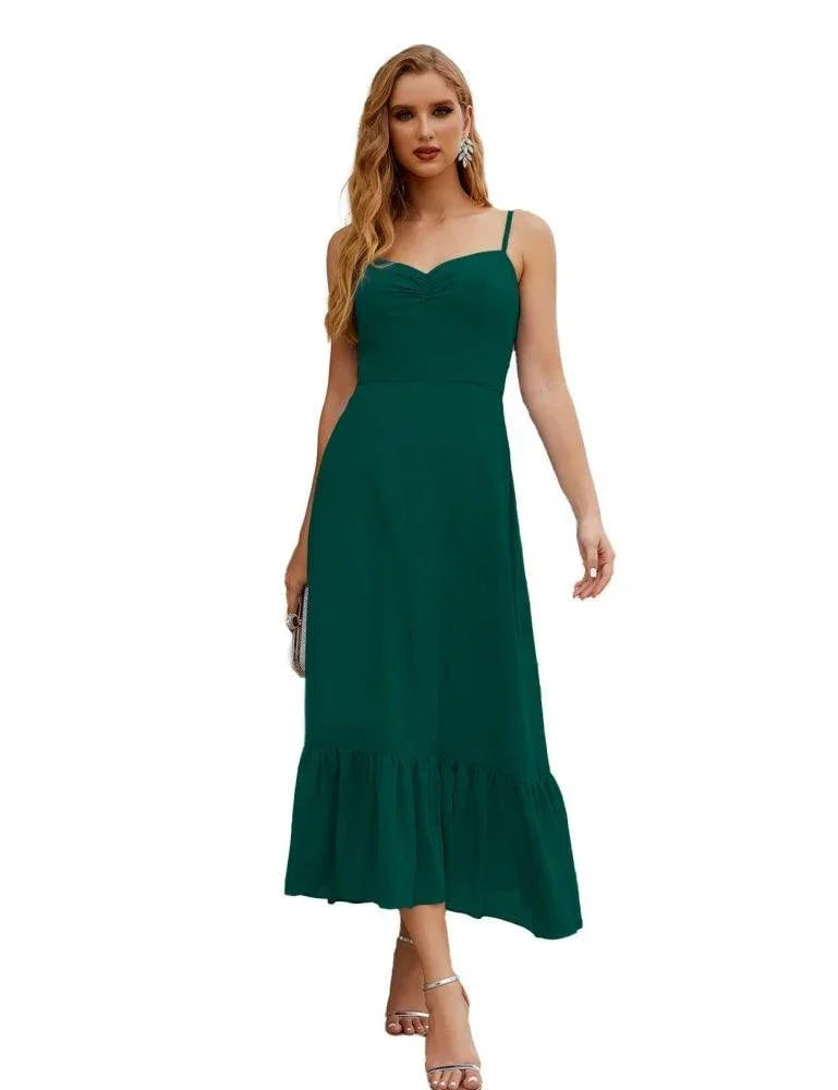 Vestido de dama de honor de chiffon con tirantes finos de Numbersea, largo hasta el tobillo, formal, silueta A, para fiesta de cóctel, baile de bienvenida para jóvenes SEA28028