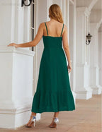 Numbersea Spaghetti-Träger Chiffon Brautjungfernkleid Knöchellänge Formell A-Linie Cocktail Party Homecoming-Kleid für Juniorinnen SEA28028