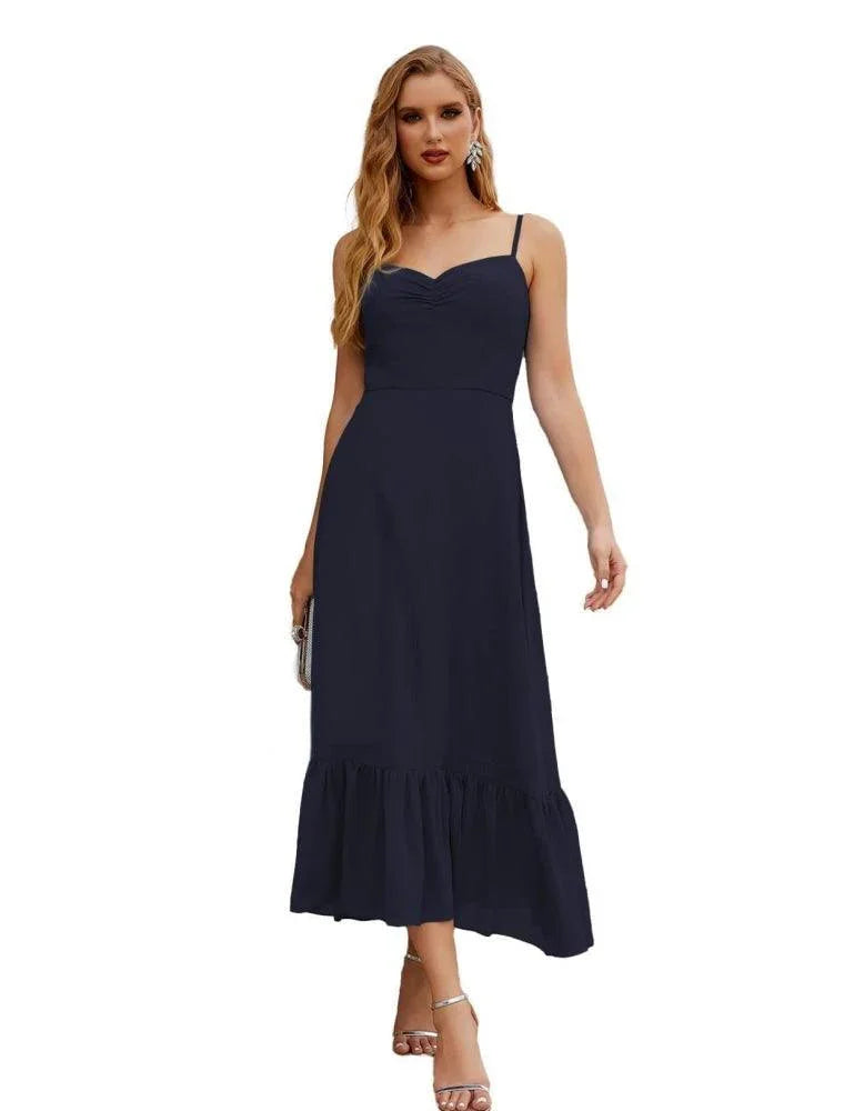 Vestido de dama de honor de chiffon con tirantes finos de Numbersea, largo hasta el tobillo, formal, silueta A, para fiesta de cóctel, baile de bienvenida para jóvenes SEA28028