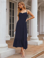 Numbersea Spaghetti-Träger Chiffon Brautjungfernkleid Knöchellänge Formell A-Linie Cocktail Party Homecoming-Kleid für Juniorinnen SEA28028