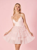 Vestido de Fiesta Corto y Lindo de Tul con Corte en A SYH67