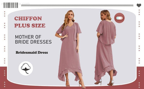Numbersea Chiffon Plus Size Mother of Bride Dresses with Jacket Formal Dresses for Wedding SEA28073