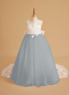 Dream Princess Sleeveless Detachable Train Flower Girl Dress