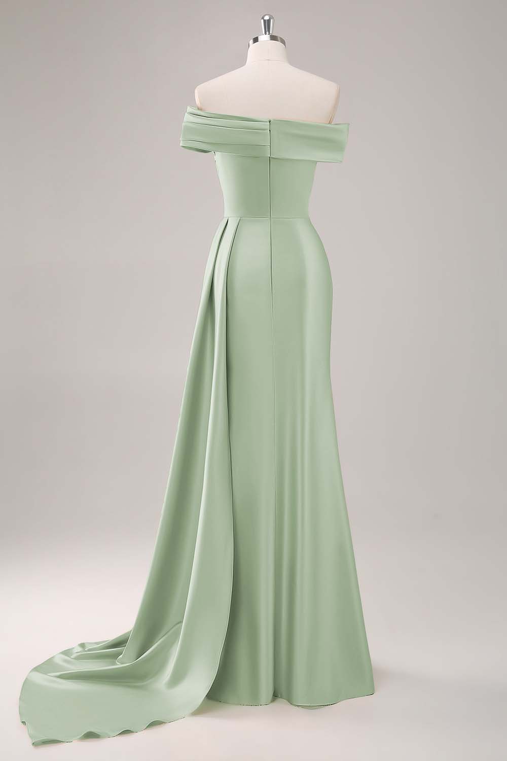 Vestido de cerimónia comprido lilás com um ombro só e fitas