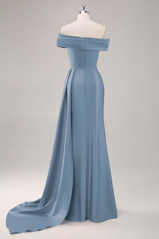 Ruched Champagne Sheath One Shoulder Long Formal Dress