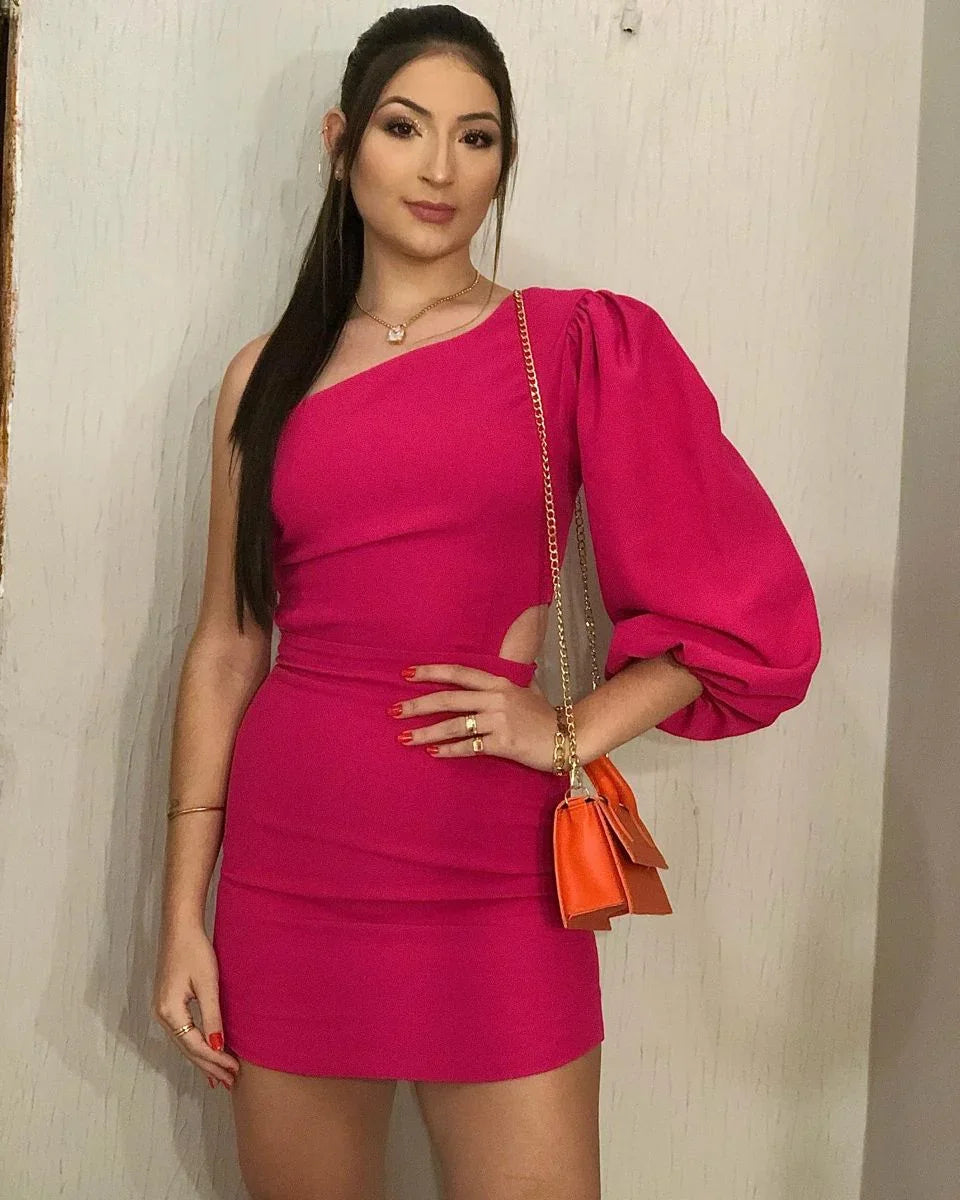 Novedad Vestido Tubo de Una Manga Corto para el Baile de Bienvenida Y2186