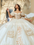 Rosette Quinceanera Dress by Ragazza EV63-663