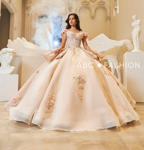 3D-Blumen-Off-Shoulder-Quinceanera-Kleid von Ragazza EV65-665
