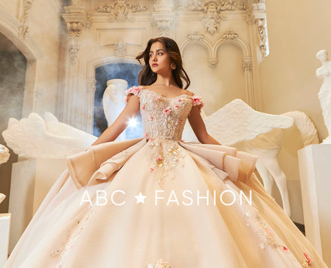 3D-Blumen-Off-Shoulder-Quinceanera-Kleid von Ragazza EV65-665