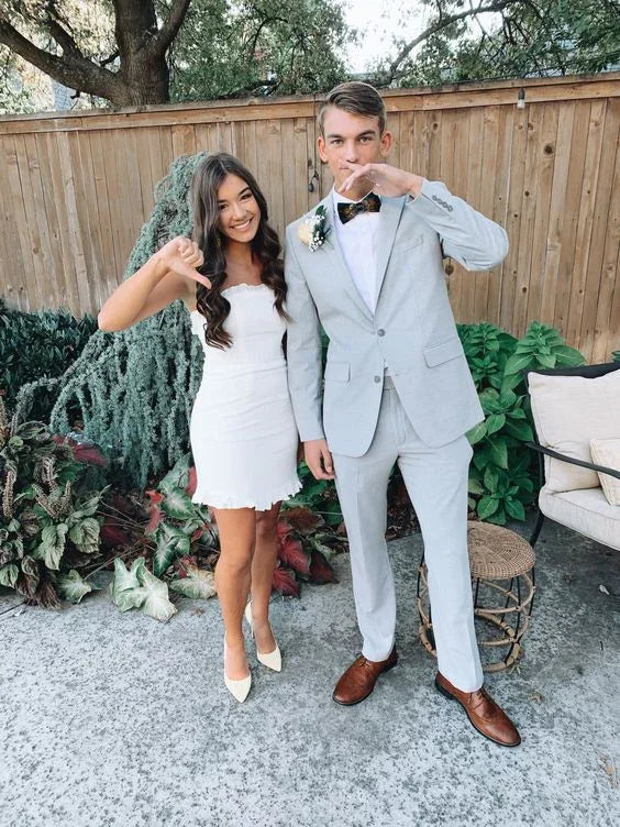 Vestido Blanco Sin Tirantes para el Baile de Bienvenida Vestido Blanco para Fiesta Y2045