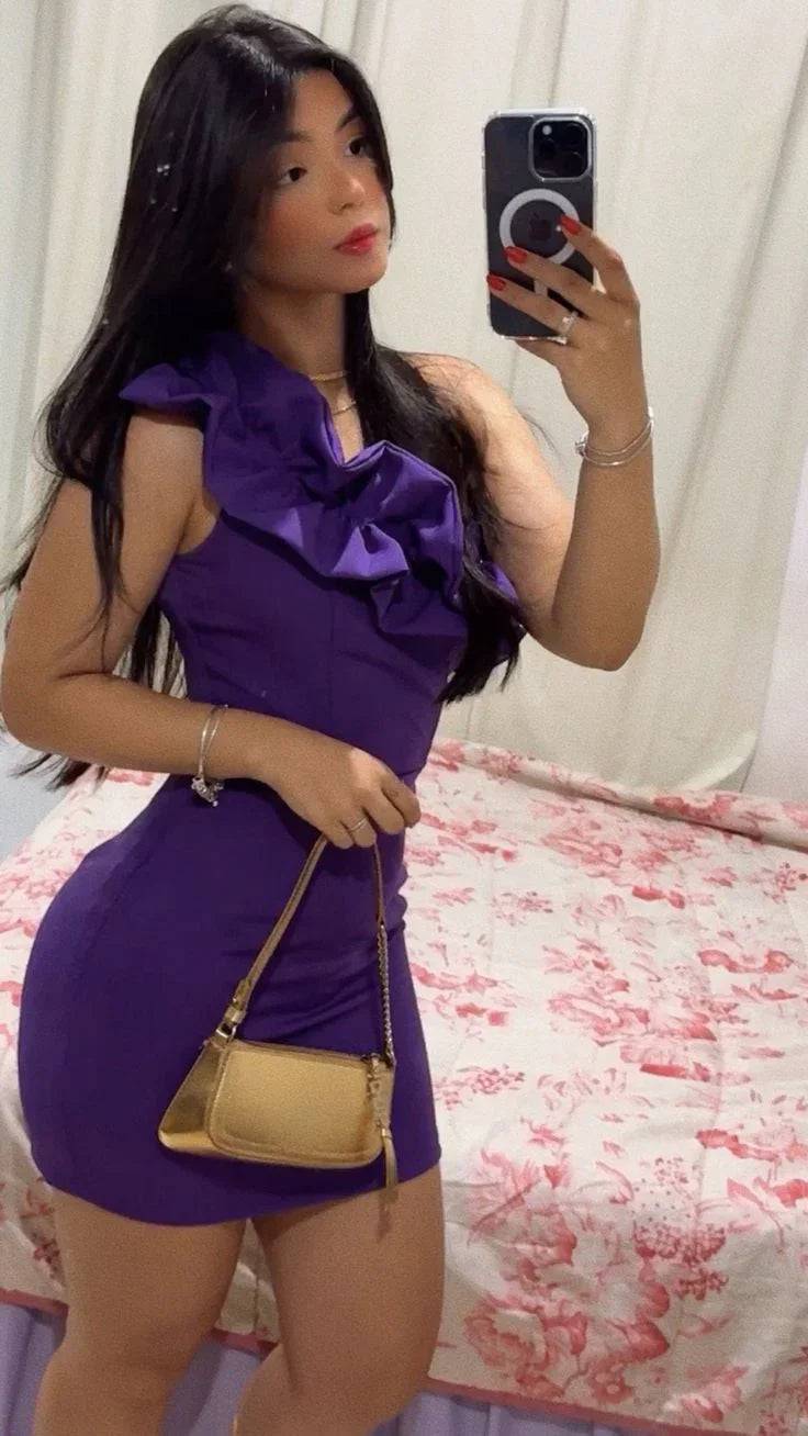 Vestido Ajustado Morado Sexy para el Baile de Bienvenida Vestido de Fiesta Morado Y7359