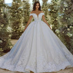 Elegant Ball Gown Princess Wedding Dresses Sweetheart Off The Shoulder Vestido De Novia Lace Beaded Appliques Robe De Mariee
