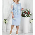 Kleid für die Brautmutter, elegant, Übergröße, halbe Ärmel, Spitze, Spandex, mehrlagig, knielang